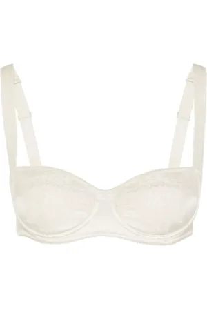 Dolce & Gabbana Bielizna, Kobieta, Biały, L, Nylon, Balconette Satynowy Biustonosz z Koronką