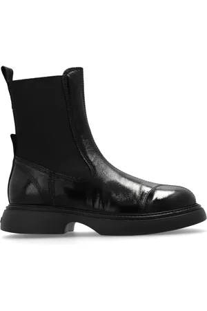 Ganni Buty, Kobieta, Czarny, 41 EU, Skóra, Sztyblety z logo