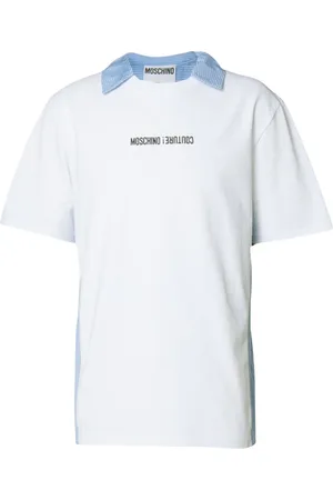 Moschino Koszulki, Mężczyzna, Biały, M, Niebieski i biały T-shirt z bawełny
