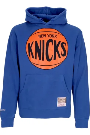 Mitchell & Ness Bluzy, Mężczyzna, Niebieski, L, Bluza z kapturem z logo drużyny New York Knicks