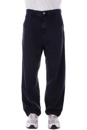 Carhartt Spodnie, Mężczyzna, Czarny, M, Bawełna, Czarne spodnie z logo i kieszeniami