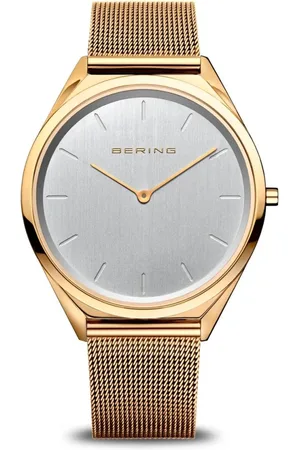 Bering Akcesoria, unisex, Żółty, ONE SIZE, Unisex Zegarek Ultra Slim 39 mm 3 ATM Szkło Szafirowe Slim Design Bransoleta Milanez 17039-334