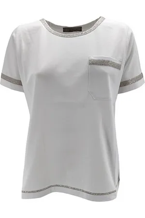 D.EXTERIOR Koszulki, Kobieta, Biały, S, Bawełna, Biała koszulka z detalami Lurex