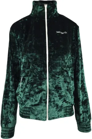 MC2 SAINT BARTH Bluzy, Kobieta, Zielony, L, Zielony Sweter Bomber z Zamkiem