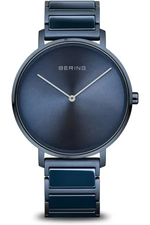 Bering Akcesoria, Mężczyzna, Niebieski, ONE SIZE, Męski zegarek ceramiczny 39 mm szafirowe szkło 5 ATM High-Tech ceramiczny smukły design bransoleta ze stali nierdzewnej z elementami ceramicznymi 18539-797