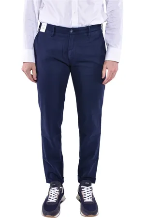 RE-HASH Spodnie, Mężczyzna, Niebieski, W34, Spodniey Slim Fit z podwinięciem