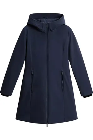 Woolrich Płaszcze, Kobieta, Niebieski, M, Parka z puchem Tech Softshell i kobiecą sylwetką