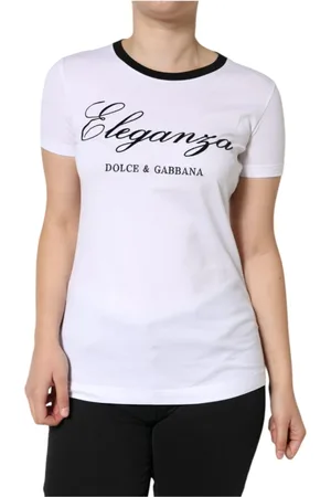 Dolce & Gabbana Koszulki, Kobieta, Biały, L, Elegancki T-shirt z bawełny Damski