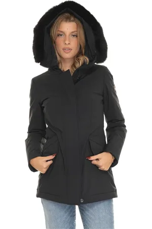 Peuterey Kurtki, Kobieta, Czarny, 2XL, Kurtka Harrington z odpinanym futrem