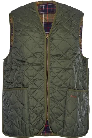 Barbour Kurtki, Mężczyzna, Zielony, S, Nylon, Pikowany kamizelka z podszewką w szkocką kratę