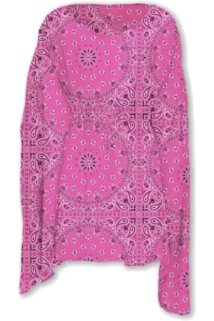 MC2 SAINT BARTH Sukienki, Kobieta, Różowy, ONE SIZE, Długi Damski Ponczo z Wzorem