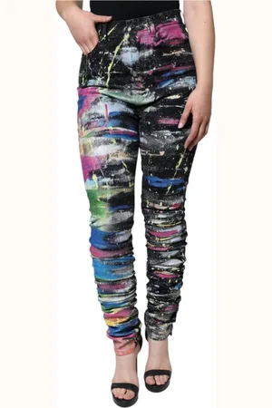 Dolce & Gabbana Jeansy, Kobieta, Wielobarwność, M, Wielokolorowe Spłaszczone Farby Skinny Jeansyy