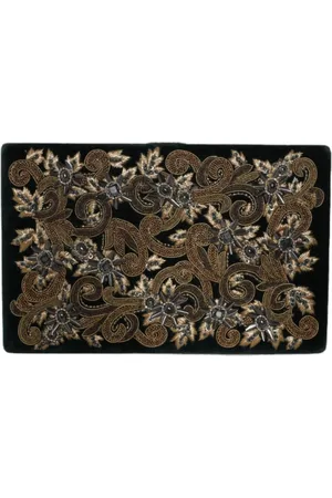 Dolce & Gabbana Torebki, Kobieta, Czarny, ONE SIZE, Czarna Welurowa Kwiatowa Kopertówka