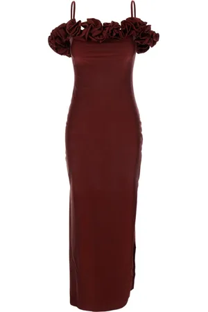 COPERNI Sukienki, Kobieta, Czerwony, M, Sukienka Ruffle Bordeaux