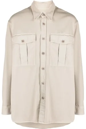 DRIES VAN NOTEN Koszule, Mężczyzna, Beżowy, L, Bawełna, Koszula Crowsey