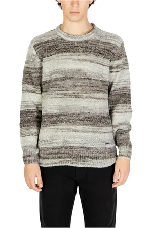 GIANNI LUPO Swetry, Mężczyzna, Szary, 3XL, Paski Sweter Jesień/Zima Szary