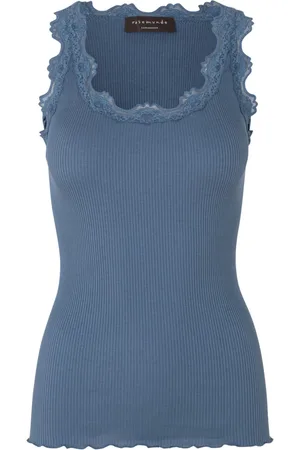 Rosemunde Koszulki, Kobieta, Niebieski, L, Niebieski Top z Koronką Styl Kobiecy