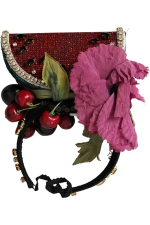 Dolce & Gabbana Akcesoria, Kobieta, Wielobarwność, ONE SIZE, Nylon, Kryształowy Opaska Arbuzowa