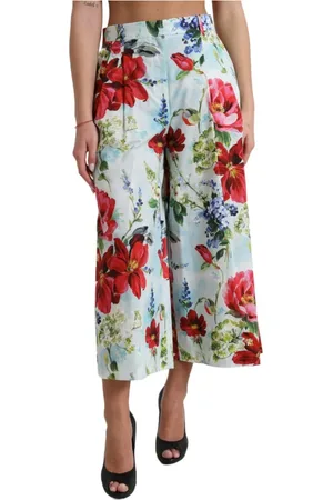 Dolce & Gabbana Spodnie, Kobieta, Wielobarwność, S, Kwiatowe Spodnie Wide-Leg
