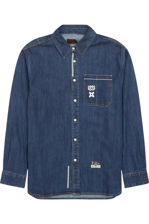 Evisu Koszule, Mężczyzna, Niebieski, S, Denim, Indigo Denim Kurtka Regular Fit