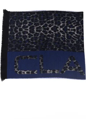 Roberto Cavalli Akcesoria, Mężczyzna, Niebieski, ONE SIZE, Szalik w Wzór Animalier Dodatki
