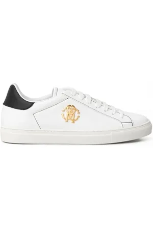 Roberto Cavalli Buty, Mężczyzna, Biały, 44 EU, Biały Skórzany Sneaker