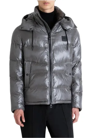Antony Morato Kurtki, Mężczyzna, Szary, S, Nylon, Płaszcz Regular Fit z Nylonu