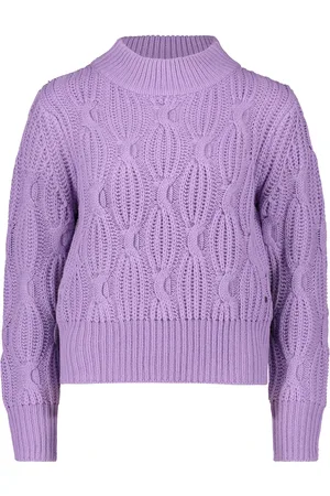 Betty & Co Swetry, Kobieta, Fioletowy, L, Sweter z Grubej Przędzy z Kołnierzem Stojącym