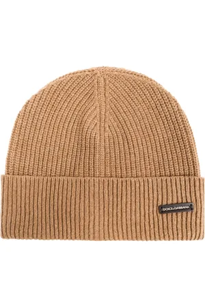 Dolce & Gabbana Akcesoria, Mężczyzna, brązowy, ONE SIZE, Wełna, Czapka z logo