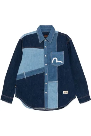 Evisu Koszule, Mężczyzna, Niebieski, M, Denim, Indigo Denim Kurtka Regular Fit