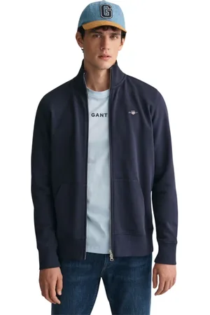 GANT Kurtki, Mężczyzna, Niebieski, M, Bawełna, Bluza z Zamkiem Shield
