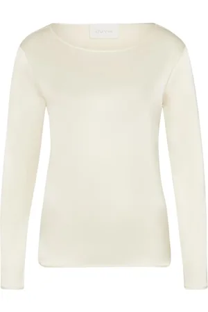 Juvia Koszulki, Kobieta, Beżowy, L, Kremowy T-shirt z Okrągłym Dekoltem