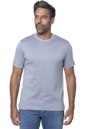 ELEVENTY Koszulki, Mężczyzna, Szary, M, Bawełna, Niebieski T-shirt z szarymi wstawkami