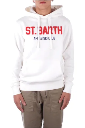 MC2 SAINT BARTH Bluzy, Mężczyzna, Biały, L, Bluza z kapturem z logo i kieszenią
