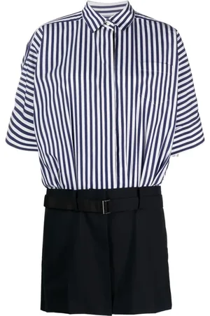 SACAI Kombinezony, Kobieta, Niebieski, L, Niebieski Paskowany Playsuit