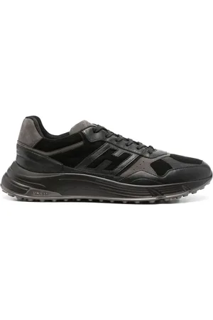 Hogan Buty, Mężczyzna, Czarny, 39 1/2 EU, Zamsz, Czarne skórzane trampki z obszyciem zamszowym