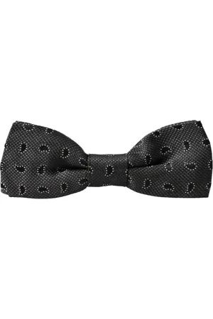 Dolce & Gabbana Akcesoria, Mężczyzna, Czarny, ONE SIZE, Czarna Jedwabna Wzorzysta Regulowana Szyja Meski Mucha