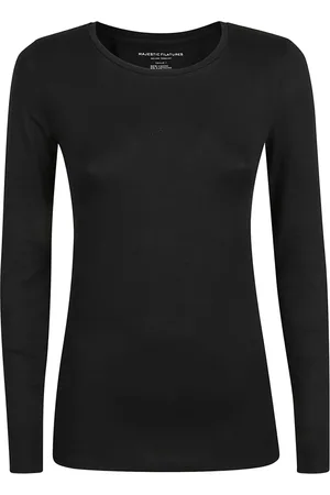 Majestic Koszulki, Kobieta, Czarny, S, Czarne T-shirty i Pola, Wyprodukowane we Włoszech