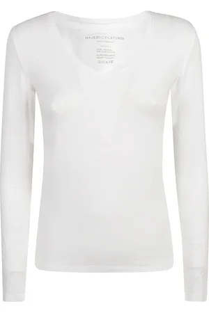 Majestic Koszulki, Kobieta, Biały, L, Białe T-shirty i Pola, Mieszanka Wiskozy-Elastan