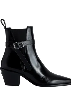 Zadig & Voltaire Buty, Kobieta, Czarny, 39 EU, Skóra, Wintage skórzane botki z klamrą C