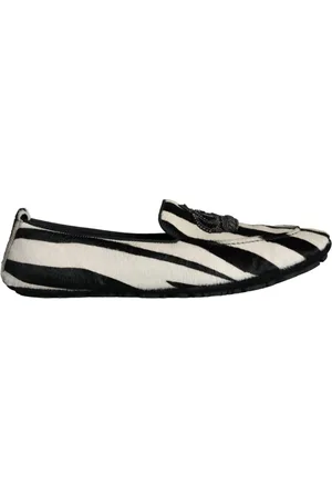 Dolce & Gabbana Buty, Mężczyzna, Biały, 41 EU, Czarne Białe Loafer Buty z Kożucha