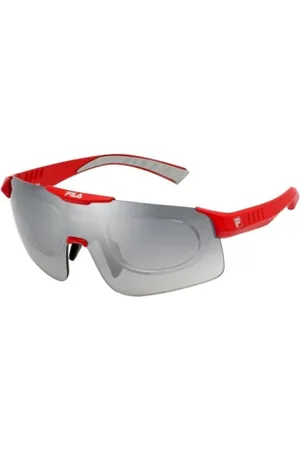Fila Akcesoria, Mężczyzna, Czerwony, ONE SIZE, Czerwone Wstrzyknięte Okulary przeciwsłoneczne dla mężczyzn