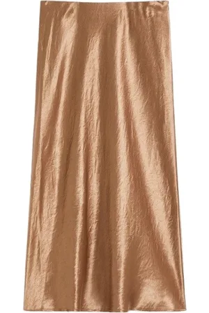 Max Mara Spódnice, Kobieta, brązowy, S, Satyna, Elegancka Satynowa Spódnica