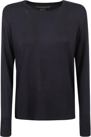 Majestic Koszulki, Kobieta, Niebieski, M, Niebieskie T-shirty i Pola Wiskoza Elastan
