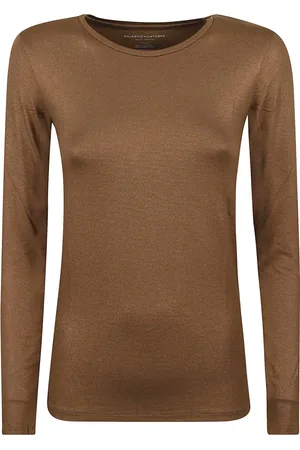 Majestic Koszulki, Kobieta, brązowy, S, Eleganckie Camel T-shirty i Polosy