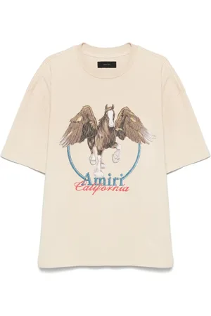 AMIRI Koszulki, Mężczyzna, Beżowy, S, Stylowe T-shirty i Pola