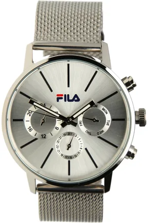 Fila Akcesoria, Mężczyzna, Szary, ONE SIZE, Męski zegarek ze stali nierdzewnej srebrny pasek mesh 38-838-001