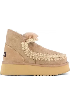 Mou Buty, Kobieta, brązowy, 39 EU, Zamsz, Brązowe Platformowe Buty z Wełnianymi Szwami