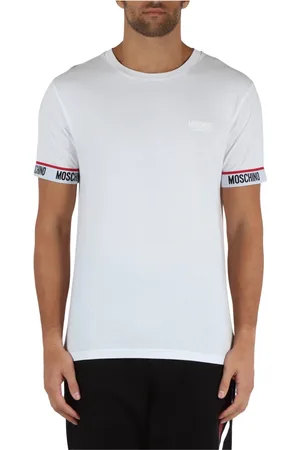Moschino Koszulki, Mężczyzna, Biały, S, Bawełna, Bawełniany T-shirt z nadrukiem logo