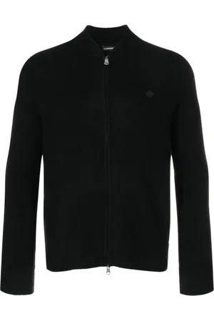 J Lindeberg Swetry, Mężczyzna, Czarny, S, Nylon, Sweter z zamkiem i logo z merynosa w kolorze czarnym